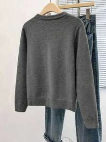 Cardigan lungo elegante da donna a maniche lunghe, collo tondo, con bottoni colorati e divertenti, in poliestere con media elasticità, adatto per uso quotidiano