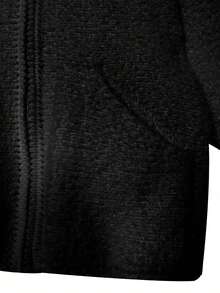Women's Solid Color Knit Cardigan With Zipper Pockets, Casual Everyday Wear Black - Black - View 5