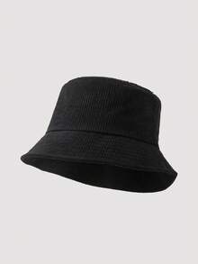 1pc Men's Fashion Corduroy Solid Color Bucket Hat, Suitable For Autumn/Winter Daily Outfits - A - View 11