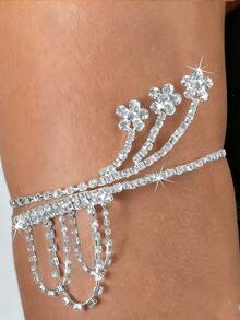 多层水晶花臂链，几何水晶手链配件 - 花型 - 查看 1