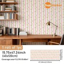 15.75x47.24/141.73/188.98 Inch, 1 Roll/1 PC, Superstiker Creative Floral & Striped Pattern Peel And Stick Removable Vinyl Wallpaper, High Definition, No Residue, DIY For Living Room, Bedroom, Wardrobe, Cabinet, Home Decor Wall Paper Wall Stickers Wall Decor Room Decor Wallpaper Peel And Stick