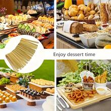 50pcs Wooden Tongs, Disposable Cooking Utensils, Mini Natural Bamboo Tongs For Cooking, Baking, Grilling, Suitable For Bubble Tea, Coffee Shops, BBQ, Food Clips, Kitchen Tools - Green - View 5