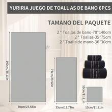 YURIRIA 6PCS Toallas de Baño Altamente Absorbentes Juego de Toallas de Microfibra Toalla para Baño Ultrasuave Grandes para Cuerpo para Hotel,Playa,Deportes(Negro) - gris - Ver 5