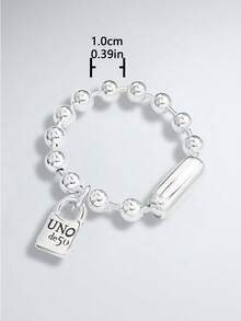 1pc Silver Beaded Pendant Bracelet, Spanish Style Multi-Layer Stackable Bracelet, Suitable For Women, Music Festival, Party, Birthday Gift - Bracelet - View 3