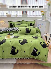 4件套厚款亲肤花卉宠物印花床上用品套装（1个羽绒被套+2个枕套+1张床单），柔软透气，简约优雅，可机洗，四季皆宜 - 喵星人 - 查看 6