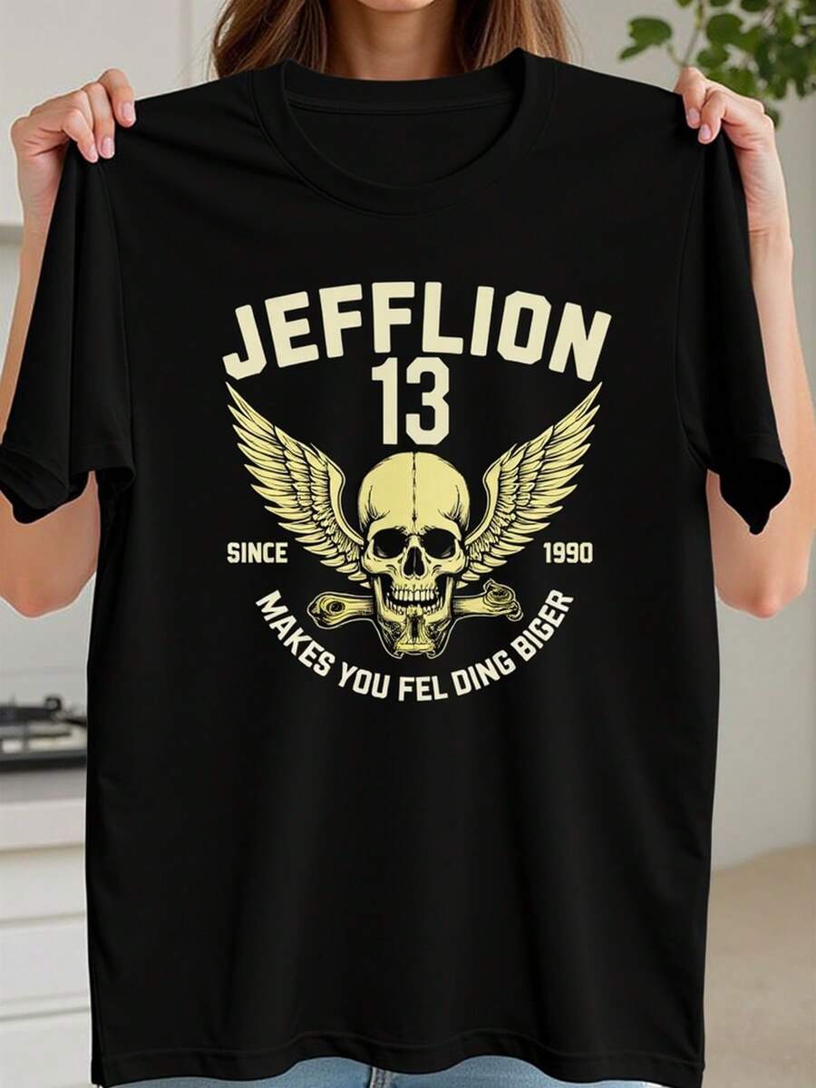 Camiseta negra estilo motociclista con diseño de calavera alada y detalles vintage perfecta para looks urbanos y auténticos moda 2023 ideal para amantes de lo rudo y único estilo mexicano - Negro - Ver 1