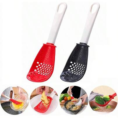 1 pieza Utensilio de cocina multifuncional, Cuchara ranurada 6 en 1, Utensilio de cocina resistente al calor, Separador de huevos, Cocinar, Escurrir, Aplastar, Rallar, Cuchara de cocina