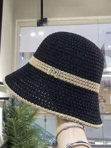 1PC Summer Women's New Sun Protection Hat Straw Woven Sun Hat Casual Washbasin Hat Travel Outdoor Summer Cool Hat - Multicolor - View 4