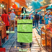 Carrito de Compras 2 en 1: Bolsa Plegable con Ruedas – 25 L de Capacidad - Verde - Ver 5