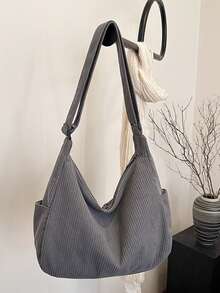 Bolso de mano de pana de unicolor, nueva bolsa de hombro de gran capacidad para hombres, bolso bandolera - Multicolor - Ver 15