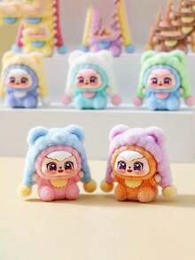 New Fashion DIY Flocked Bear Hat, Cute Pom Pom Flocked Doll Creative Small Gift, Desktop Decor, Christmas Party Favor - Multicolor - View 2