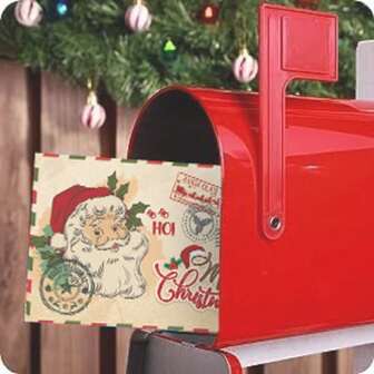 1/5 套复古牛皮纸圣诞贺卡带信封 - 可爱卡通折叠贺卡，适合节日礼物、祝福留言