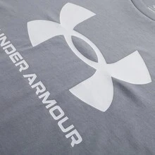 Under Armour 男子運動T卹灰色健身訓練短袖速快乾透氣跑步短袖UA SPORTSTYLE LOGO UPDATE SS-BLK日常休閒寬鬆舒適短袖Tee1382911-036 - 鋼色石楠淺灰 - 查看 5