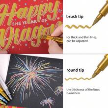 Set da 12 pezzi di pennarelli in metallo, con punte morbide e rigide, punta media, adatti per carta nera, creazione di biglietti, vetro, pittura su rocce, scrapbooking, album fai-da-te, ceramica