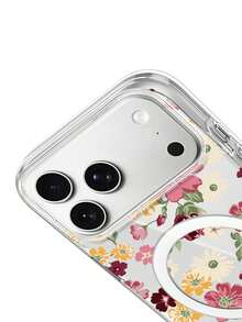 Phone Case For IPhone 17 Pro Max 17 Air Wireless Charging Magnetic Attraction With Floral Patterns Soft Shell - 無色 - 查看 4