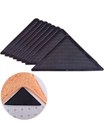 16-Piece / 8-Piece Carpet Tape Anti- Reusable Carpet Corner Pads - Non-Destructive Double-Sided Adhesive Pads, Washable Hooks, Suitable For Carpets, Area Carpet Tape, Anti-Carpet Pad Hooks, Area Carpet Corners And Sides - Keep The Carpet In Place