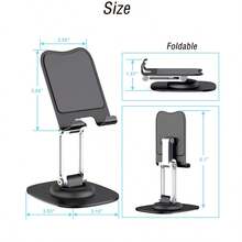 YYW Soporte ajustable de escritorio para teléfono y tableta con base segura, compatible con iPad, Kindle y otros dispositivos, ideal para visualización sin usar las manos - Negro - Ver 4