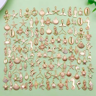 100pcs Mixed Random Marine Life Zinc Alloy Pendant For DIY Jewelry Making Accessories