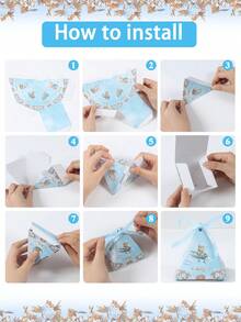 12个装蓝色小熊造型糖果盒，带丝带，可爱蓝色小熊飞机糖果盒，适用于性别揭晓派对、生日派对餐桌装饰、婴儿派对回礼、性别揭晓派对、婚礼派对餐桌装饰、礼品包装、性别揭晓派对回礼、性别揭晓派对装饰等场合。 - 藍色小熊baby - 查看 6