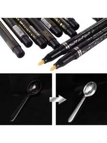 1pc Metallic Chrome Marker Pen, Metallic Paint Pen For DIY Models, Waterproof Touch Up Paint, Silver Electroplated Pen - Multicolor - View 6