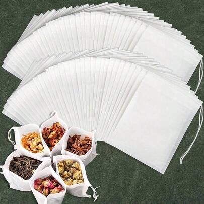 300 PCS Empty Tea Bags Loose Tea - Disposable Tea Bags White Natural Bulk Fillable Empty Tea Bags With String Empty Tea Bag Tea Coffee Spice Cooking