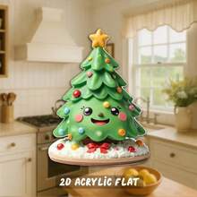 1pc Cute Christmas Tree Fridge Magnet - 3.15 Inch Colorful Decorative Star Top Smiling Face, Acrylic Holiday Decor Suitable For Refrigerator, Kitchen, Door - Christmas New Year Gift, 2D Flat