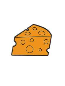 1/4pcs Cartoon Cheese Brooch, Luxurious Realistic Food Lapel Pin, Alloy Resin Cartoon Clothing & Bag Decor Badge