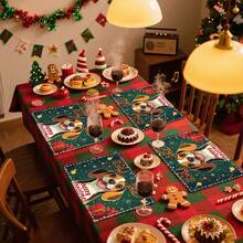 1 set/1 pieza/4 piezas/6 piezas Vajilla con patrón de perro y regalo de Navidad, vajilla térmica, vajilla de poliéster lavable a máquina, vajilla protectora, decoración central, decoración diaria para la sala de estar familiar, adecuada para decoración de reuniones grupales