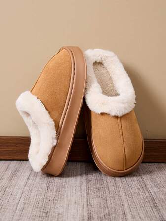 Pantuflas de mujer con forro de felpa grueso para interiores, zapatos cómodos y antideslizantes para mantener los pies calientes en el dormitorio, pantuflas de tela para otoño/invierno