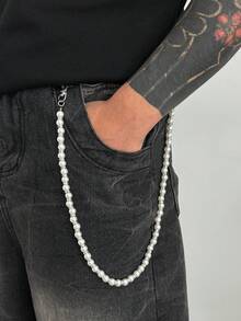 1 Set Sweet Style Pearl & Rhinestone Cross Chain, Rivet Waist Decor Accessories