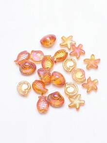 20 件/包水晶玻璃珠，渐变双色果冻海洋系列吊饰 - 鱼、海星、蜗牛、贝壳，DIY 珠宝制作配件，可用于项链、耳环、手链、钥匙扣、手机挂绳、汽车装饰