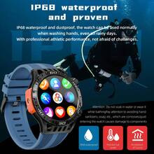 LOKMAT Smartwatch ZEUS 6 PRO, pantalla redonda grande de 1,46 pulgadas, función de brújula, doble linterna, llamadas Bluetooth, notificación de mensajes, asistente de voz, toma de fotos remota, control de música, frecuencia cardíaca, oxígeno en sangre, monitoreo del sueño y de la salud, resistente al agua IP68, reloj deportivo para exteriores