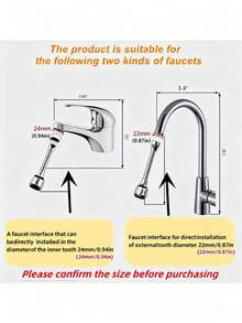 2/1pc 360° Rotating Stainless Steel Faucet Connector, Modern Faucet Adapter For Home ,With Anti-Splash Swivel Sprayer, Suitable For Bathroom, Toilet, Kitchen, Dining Room, Sink, Wash Basin, Kitchen Gadget/Daily Household Necessities/Kitchen Accessories/Bathroom Accessories