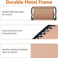 Outdoor Patio Folding Reclining Lounge Rocking Chair With Pillow Affordable Folding Chairs For Outside Beige 33.6 X 37.4 X 26 InchTang - Màu be - Xem 6