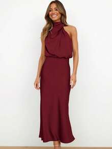 Women Midi Dresses - Red - View 4