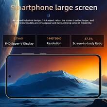W&O 2025 New Android Smartphone, Mobile Phone - 6.7-Inch FHD+ Display, 12GB + 512GB Storage, 12MP + 50MP Cameras, Face ID, 5000mAh Battery, Dual SIM Cards, Stylus, Unlocked Phone, Comes With Headphones, Protective Case, Type-C Data Cable, Screen Protector, Ideal Christmas And Birthday Gift - 黑色 - 查看 4