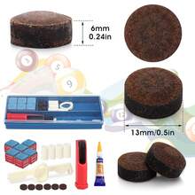 Kit de reparación de tacos de billar, herramientas portátiles para reparar tacos de billar | Lima de tacos, papel de lija, pegamento, tiza, kit completo de mantenimiento para tacos de billar, viene con caja de almacenamiento para un excelente agarre y control.Adecuado para familias y salas de entretenimiento de billar. - A - Ver 2