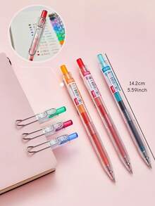 2/3/4/6/12pcs Color Gel Pens Set, Click Type Transparent Barrel Fresh Colors Quick-Dry Ink 0.5mm Ballpoint For Drawing Daily Writing, Office Student Back To School Gift - Multicolor - View 3