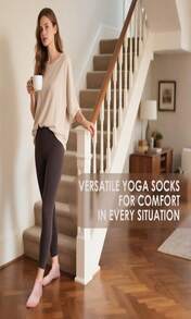 Dersoud Pilates Socks Grip For Women Non-Slip Grippy Yoga Socks Ankle For Barre, Ballet, Barefoot Training &Amp; Hospital Use - ColorK - 查看 4
