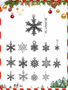 14/28pcs Christmas Snowflake Charms, Assorted Alloy Snowflake Charms For Jewelry Making, Fashionable Winter Holiday Craft Decorations, Ideal For DIY Necklaces, Bracelets & Gift Giving, Christmas Decorations