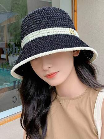 1 st sommardamhatt ny solskyddshatt halmvävd solhatt casual tvättställshatt resor utomhus sommar sval hatt