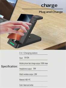 SUONEE 3 In 1 Charging Station US EU UK AU Charger Adapter For Galaxy S25/S24/S23/S22/S21-S9/Note20-9/Z Fold 5 4/Z Flip 5 4/Galaxy A Series Modle Etc, Galaxy Buds Wireless Charger Stand Galaxy Watch 7 6 5 Pro/4/3 - Multicolor - View 8