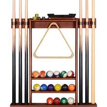 Estante De Señal De Piscina, Soporte De Pared 6 Tacos Billar - Marrón - Ver 1