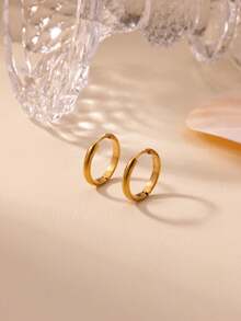 1 Pair Cute Hoop Earrings For Women Stainless Steel Gold Color Piercing Earring 2025 New Fashion Wedding Couple Party Jewelry Gift