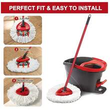 [3 Pack]Spin Mop Replace Head, EasyWrin Spin Mop Head Refill, Universal Microfiber Replacement Mop Heads, Machine Washable, Deep Cleaning And Easy-To-Replace(White) - 白色 - 查看 4