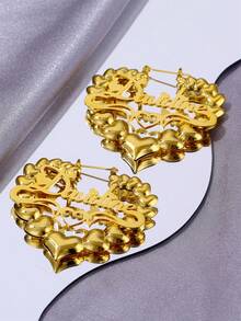 Anting Hoop Bambu Nama Kustom 50mm, Anting Nama Perhiasan Personalisasi, Hadiah Ulang Tahun Berbentuk Hati untuk Wanita - Gadis-gadis Fiolex Hati Gelembung Emas - View 3