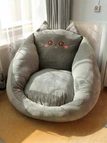 1个卡通图案地垫 - 柔软圆形面料，圣诞节、年末、冬季装饰靠垫，非常适合放松和阅读，四季皆宜，适合卧室、阳台或飘窗座椅 | 趣味设计，耐用涤纶绒面地垫，印有可爱卡通图案 - 加厚柔软圆形编织椅垫，是休闲阅读或躺椅的理想之选，全年舒适（无拉链，产品采用可拆卸设计）