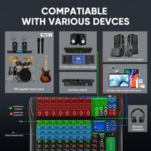 6/8/12/16-Channel Audio Mixer, Professional Music Mixing Board With Reverb, Digital DJ Mixing Console, Equipped With 48V Phantom Power And USB Port, Suitable For Recording, Karaoke And Podcasting - 查看 10