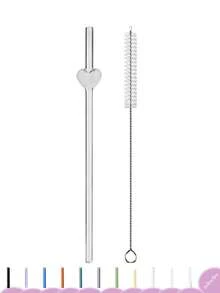 Paie drăguțe din sticlă cu perii de paie, paie reutilizabile de 7,87 inch / 8 mm, multicolore rezistente la spargere, pentru smoothie-uri, milkshake-uri, ceai sau cafea cu gheață