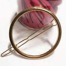 1 Piece / Retro Simple Round Side Clip, Geometric Hairpin Top Clip Hairpin Head Clip - Vàng - Xem 5